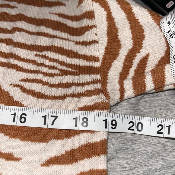 Loft Outlet Orange Zebra Print Long Sleeve Open Duster Cardigan Petite Medium - Picture 5 of 7